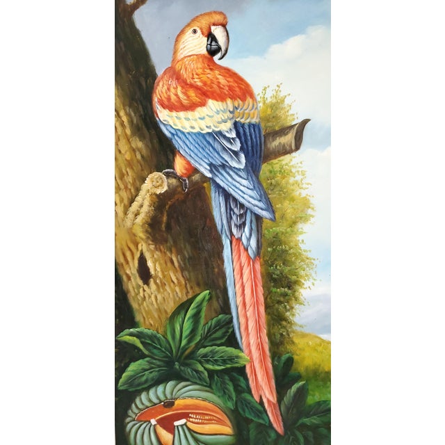 Brunschwig & Fils Parrot Painting by Girardi 1986 and Designed by Kinder-Harris For Sale - Image 4 of 16
