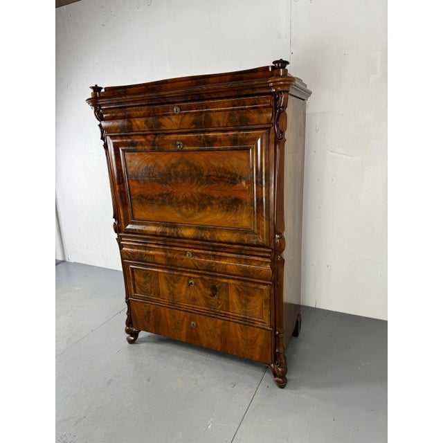 Biedermeier Oak and Mahogany Secretaire, 1860s For Sale - Image 4 of 18