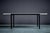 Florence Knoll T-Angle coffee table with marble top, Knoll International. Black enameled steel base with the signature...