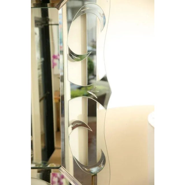 Vintage Hollywood Regency Etched Silver Mirror For Sale - Image 10 of 10