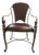 Vintage Maitland-Smith Bronze Finish Metal Armchair With Cane Back and Leather Seat For Sale