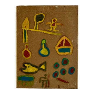 Mid 20th Century Anonymous Folk Art Painting Found on Back of Traditional Italian Work For Sale
