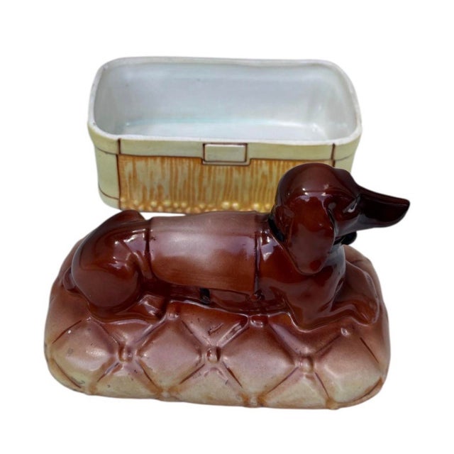 1920s Austrian Majolica Dachshund Box Circa 1920 For Sale - Image 5 of 7