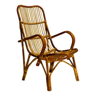 Late 20th Century Vintage Albini Style Bamboo and Rattan Child's Lounge Chair For Sale