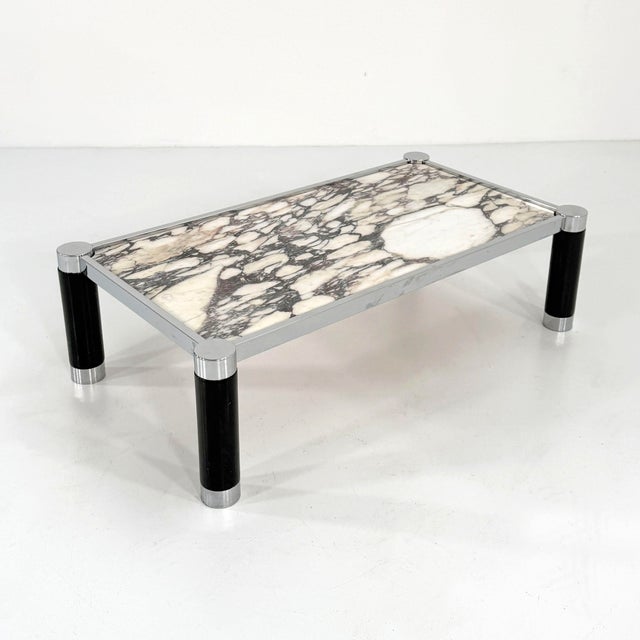 Black Postmodern Coffee Table with Calacatta Violetta Marble, 1980s For Sale - Image 8 of 10