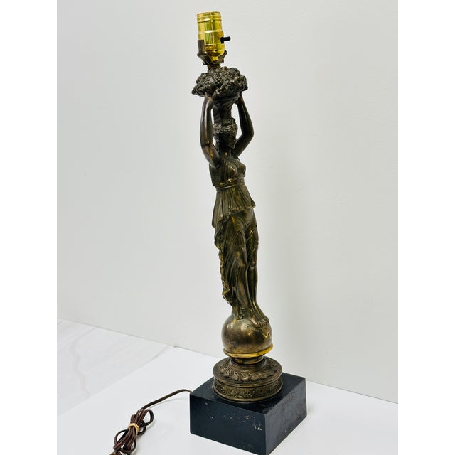 Vintage Figural Table Lamp in Bronze For Sale In Raleigh - Image 6 of 10