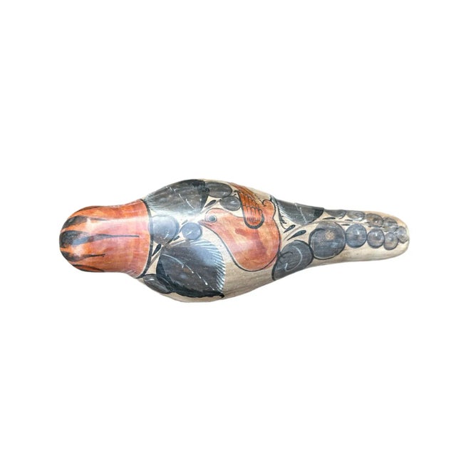Mexican Tonala Bird Clay Pottery Hand Painted Folk Art For Sale - Image 3 of 5