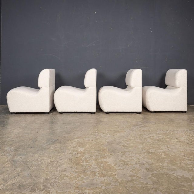 Lounge Chairs in Cream Bouclé, 1980, Set of 4 For Sale - Image 3 of 16