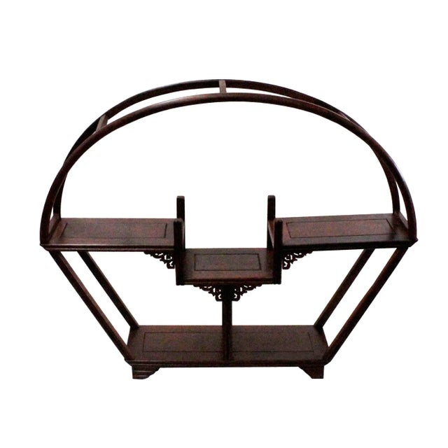 Chinese Oriental Brown Wood Arch Cone Small Curio Display Stand For Sale - Image 4 of 10