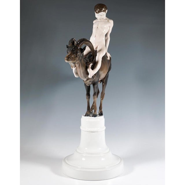 Large Porcelain Capriccio Boy on Ibex from Rosenthal Selb, Germany, 1930s For Sale - Image 4 of 8