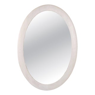 Oval White Painted Mirror with Wooden Frame, 1940s For Sale