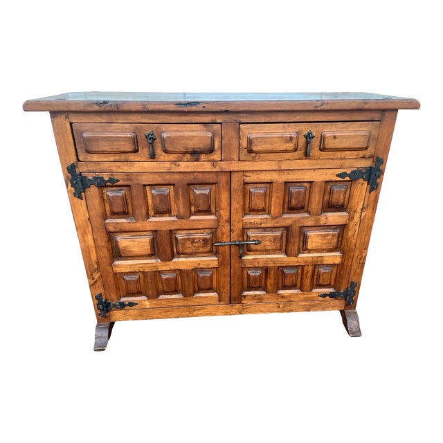 20th Century Baroque Style Carved Buffet With Two Drawers For Sale