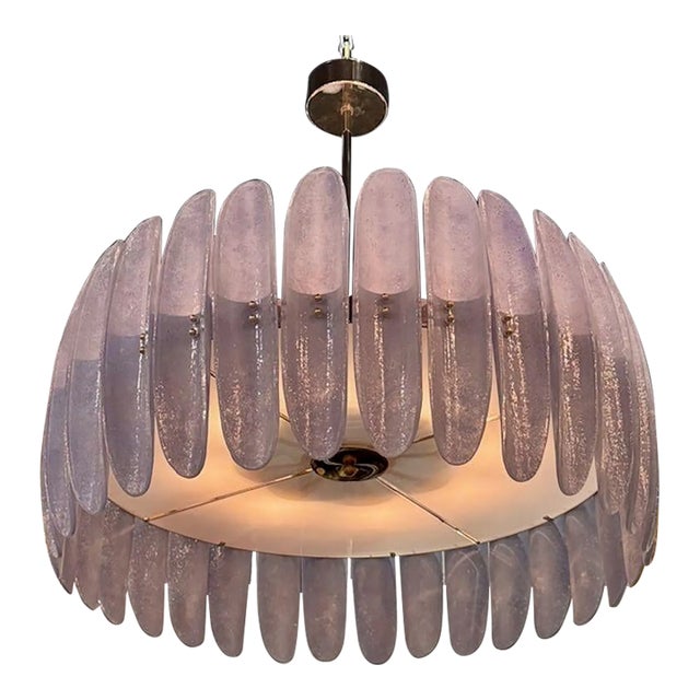Modern Murano Glass Chandelier in Soft Lavender For Sale