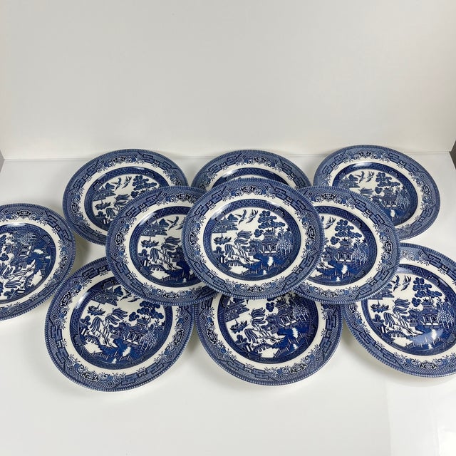Vintage English Dessert Plates with Asian Pattern, 1970, Set of 10 For Sale - Image 3 of 8
