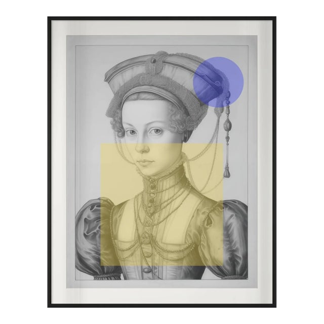 30' by 40' High End Framed Original Print After a Vintage 'Portrait of a Woman' Drawing in Romantic Style With Contemporary Accents For Sale