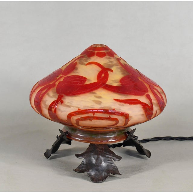 Charles Schneider French Art Deco Cameo Night Lamp by Le Verre Francais Schneider - 1920s France For Sale - Image 4 of 13