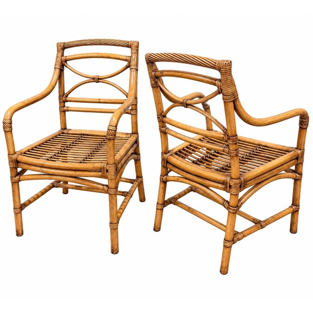 Pair of Vintage McGuire San Francisco Sculptural Rattan Armchairs For Sale In New York - Image 6 of 6