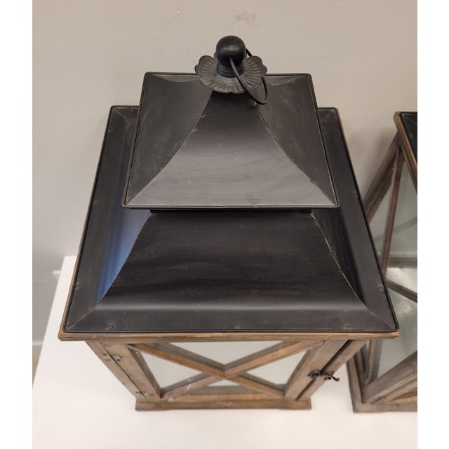 Vintage French Lanterns in Forja, Set of 2 For Sale - Image 9 of 17