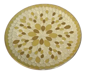 Vintage Mid-Century Mosaic Tile Yellow Tone Bowl Dish