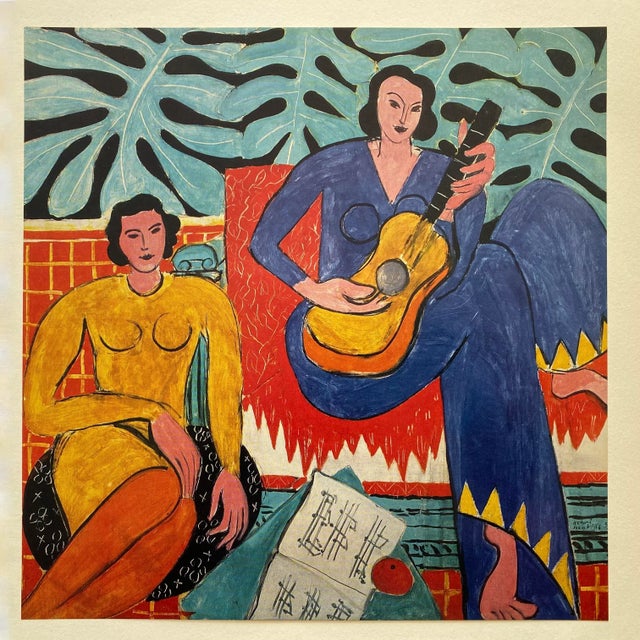 This Henri Matisse rare vintage 1973 iconic Modernist lithograph print " La Musique " 1938, is a very special and unique...