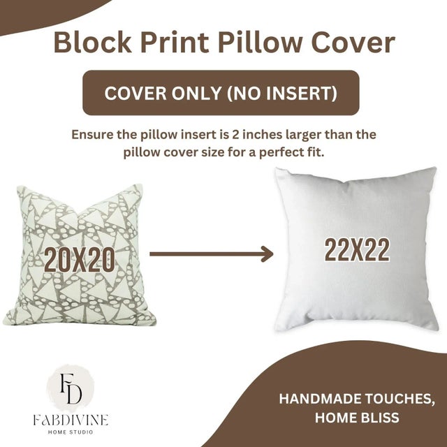 Not Yet Made - Made To Order Fabdivine Indian Block Print Cushion Cover 20x20 Inch Thick Cotton-Triangle For Sale - Image 5 of 5