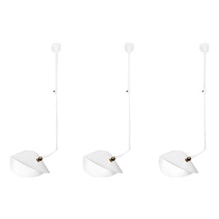 Mid-Century Modern White Curved Bibliothèque Ceiling Lamps from Serge Mouille, Set of 3 For Sale