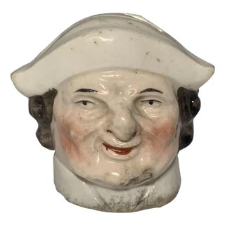 Antique Staffordshire Head Penny Bank: 19th Century Porcelain Coin Bank For Sale