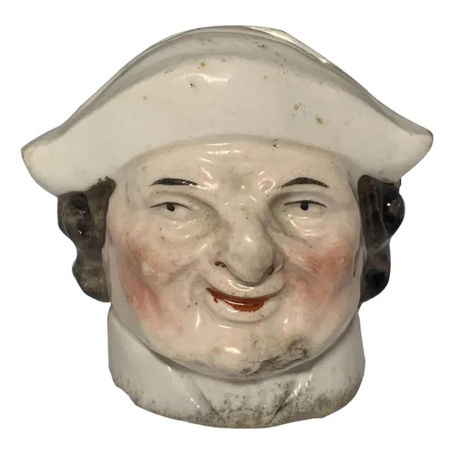 Antique Staffordshire Head Penny Bank: 19th Century Porcelain Coin Bank For Sale