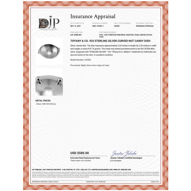 Early 21st Century Tiffany & Co. 925 Sterling Silver Curved Nut Candy Dish For Sale - Image 5 of 5