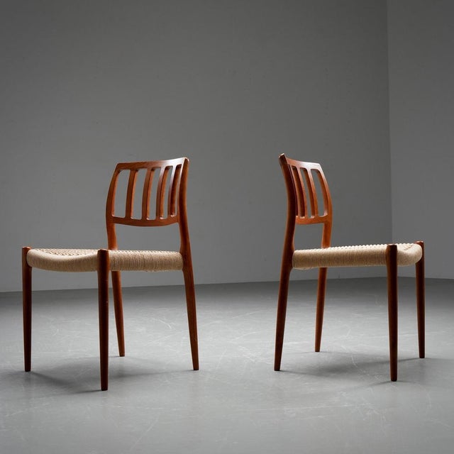 Wood Vintage Dining Chairs in Teak and Papercord by Niels Otto Møller, Denmark, 1960s, Set of 4 For Sale - Image 7 of 10