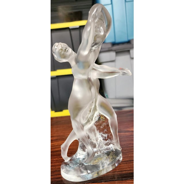 Figurative Lalique Vintage Fine French Crystal Figural Group of Two Dancing Female Nudes For Sale - Image 3 of 13