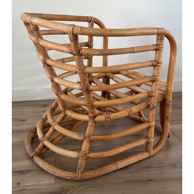 Mid 20th Century 1950's Sculptural Rattan Bamboo Lounge Chair Attributed to Ritts Tropitan For Sale - Image 5 of 6