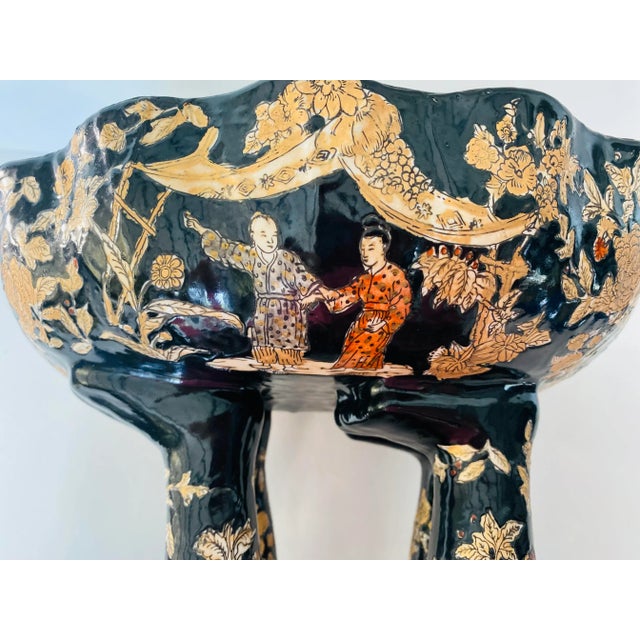 Black Large Antique China Qing Dynasty Gilded Monkey Holding a Bowl, Signed For Sale - Image 8 of 13