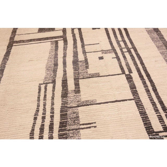 Modern Ivory Background Abstract Primitive Design Modern Area Rug For Sale - Image 3 of 8