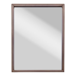 Large Mid-Century Modern Wood Frame Wall Mirror For Sale