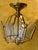 Vintage Brass and Glass 3 Light Fixture For Sale - Image 4 of 7