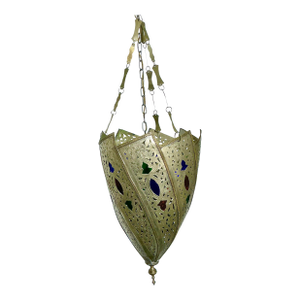 Vintage Engraved Colored Glass Lantern