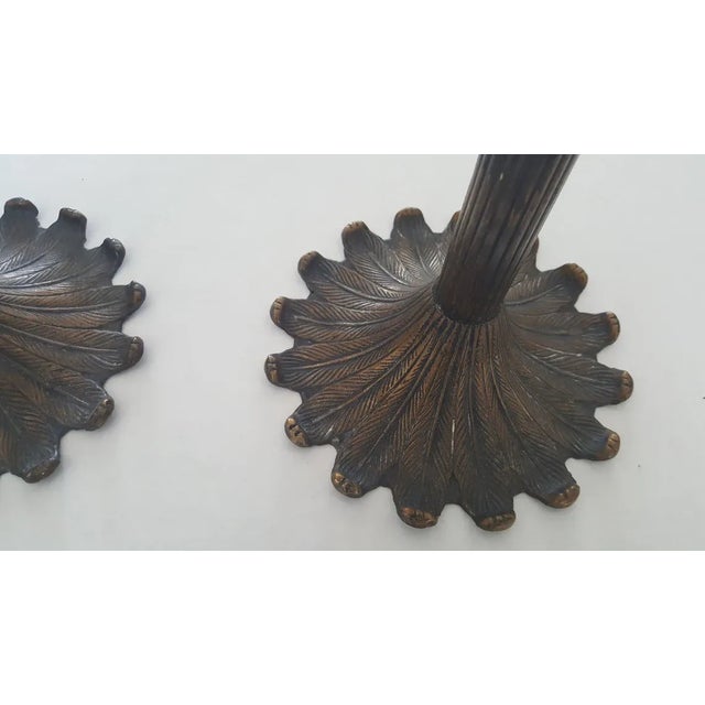 Late 20th Century Pair of Late 20th Century Solid Brass Candle Holders Hollywood Regency For Sale - Image 5 of 9