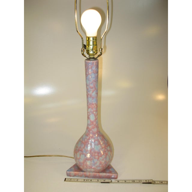 Mid-Century Modern 1970s Mid Century Modern Table Lamp Triangle Ball Pink Blue Glaze Ceramic For Sale - Image 3 of 7
