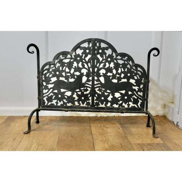 Metal Gothic Pierced Wrought Iron Fire Screen For Sale - Image 7 of 8