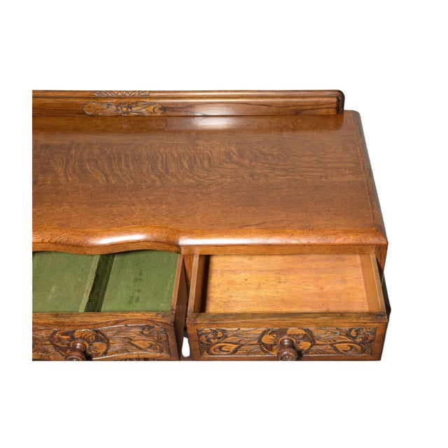 Vintage Tudor Revival Carved Oak Buffet Server / Sideboard For Sale In Miami - Image 6 of 7