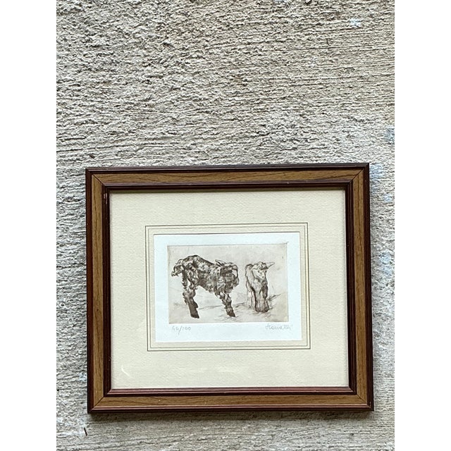 Mid 20th Century Framed Figurative Animal Etching For Sale - Image 5 of 12