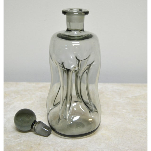 Jacob Eiler Bang 1960s Jacob E. Bang Smoked Art Glass Kluk Kluk Decanter for Holmegaard For Sale - Image 4 of 9