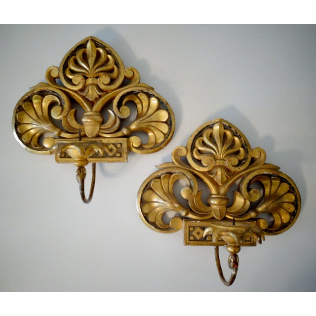 Traditional 19th-Century Italian Gilt Candle Sconces, a Pair For Sale - Image 3 of 12