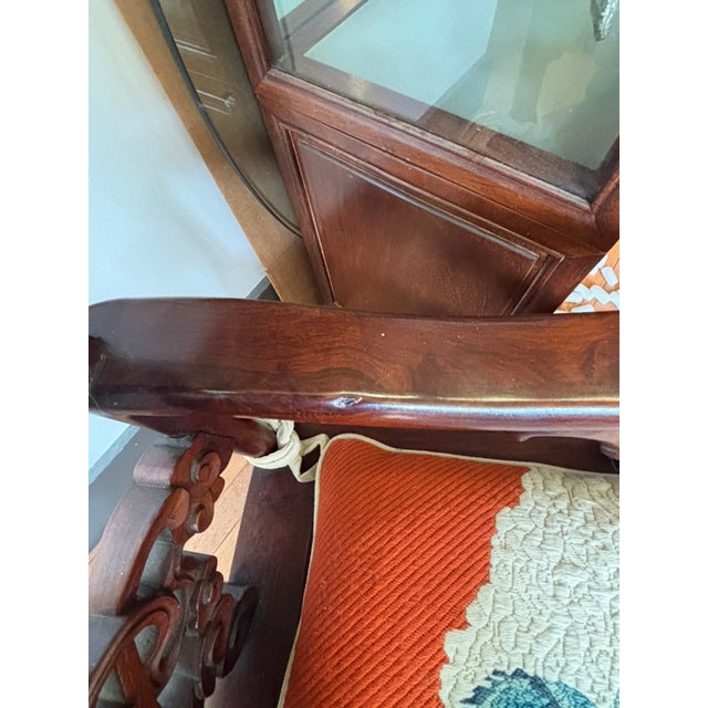 Mid 20th Century Pair of Chinese Dragon Rosewood Armchairs With Matching Dream Stone Inserts, Elaborate Carving and Handmade Needlepoint Seat Cushions For Sale - Image 18 of 18