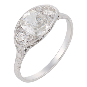 1920s Art Deco Gia 1.07 Carat Diamond 18k White Gold Ring, Size 9