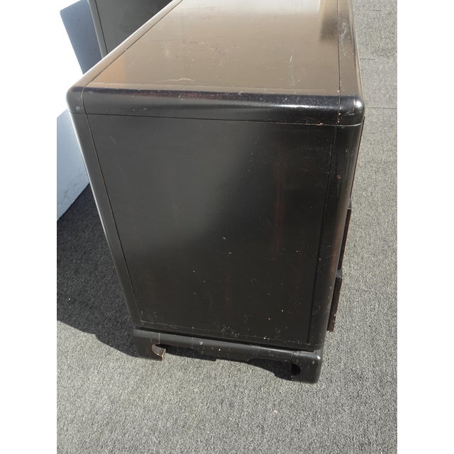 Vintage Williams Sonoma Nightstands Ming Asian Chinoiserie Black Side Tables For Sale - Image 11 of 16