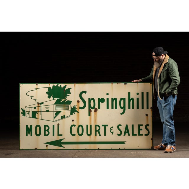 c. 1960s; Springhill Mobil Court & Sales - Springfield, IN Large single-sided porcelain enamel roadside sign advertising...