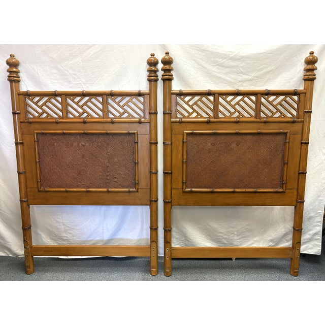 Boho Chic Lexington Furniture Coastal Style Faux Bamboo Twin Headboards- A Pair For Sale - Image 3 of 15
