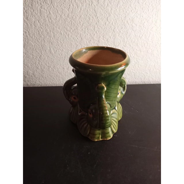 1980s Majolica Style Made in Italy Baby Elephant Green Vase or Planter For Sale In Dallas - Image 6 of 8